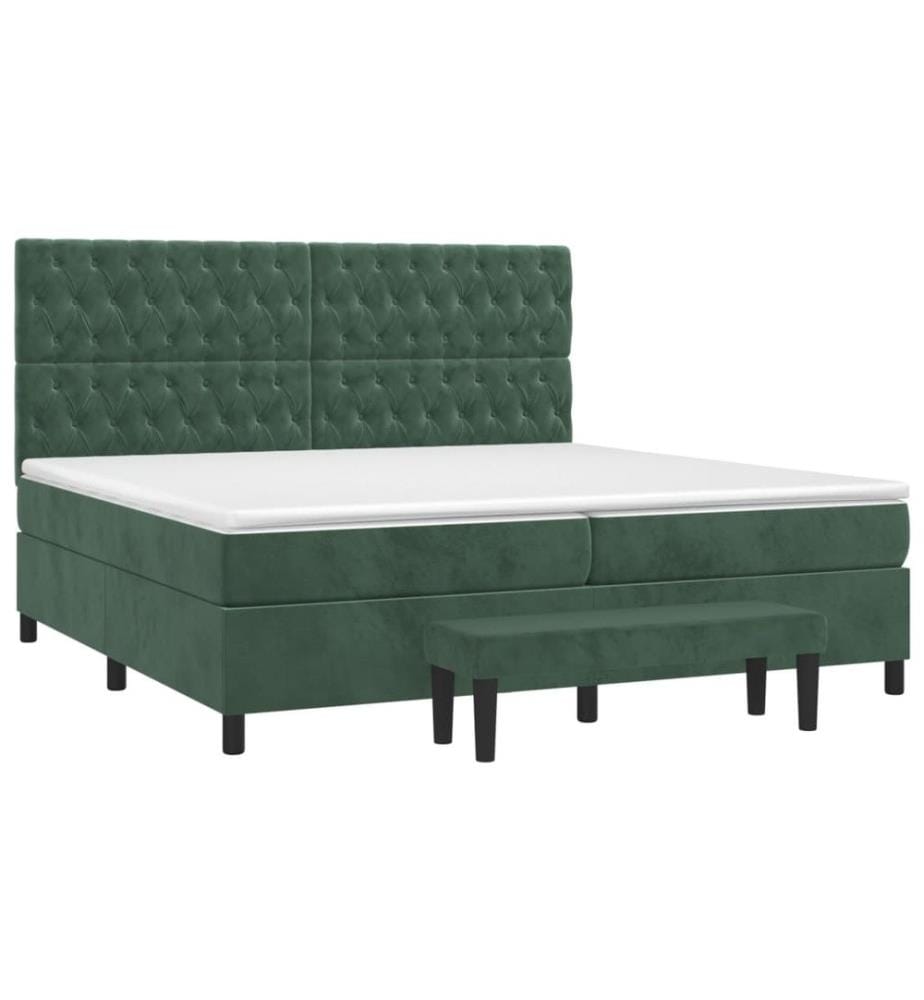 Boxspringbett mit Matratze Dunkelgrün 200x200 cm Samt