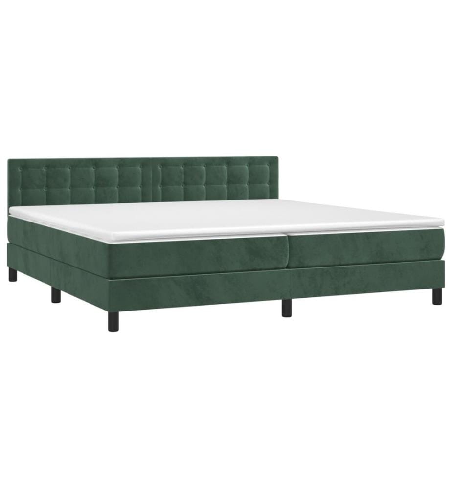 Boxspringbett mit Matratze Dunkelgrün 200x200 cm Samt