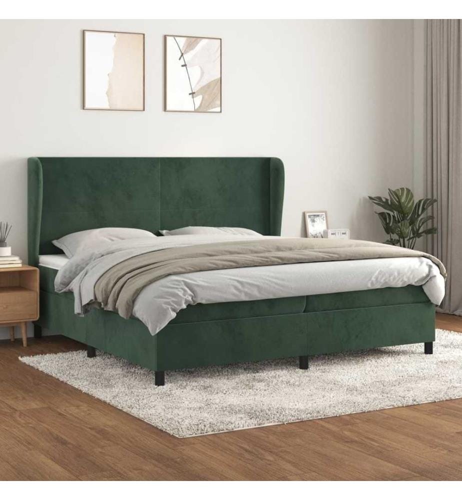 Boxspringbett mit Matratze Dunkelgrün 200x200 cm Samt