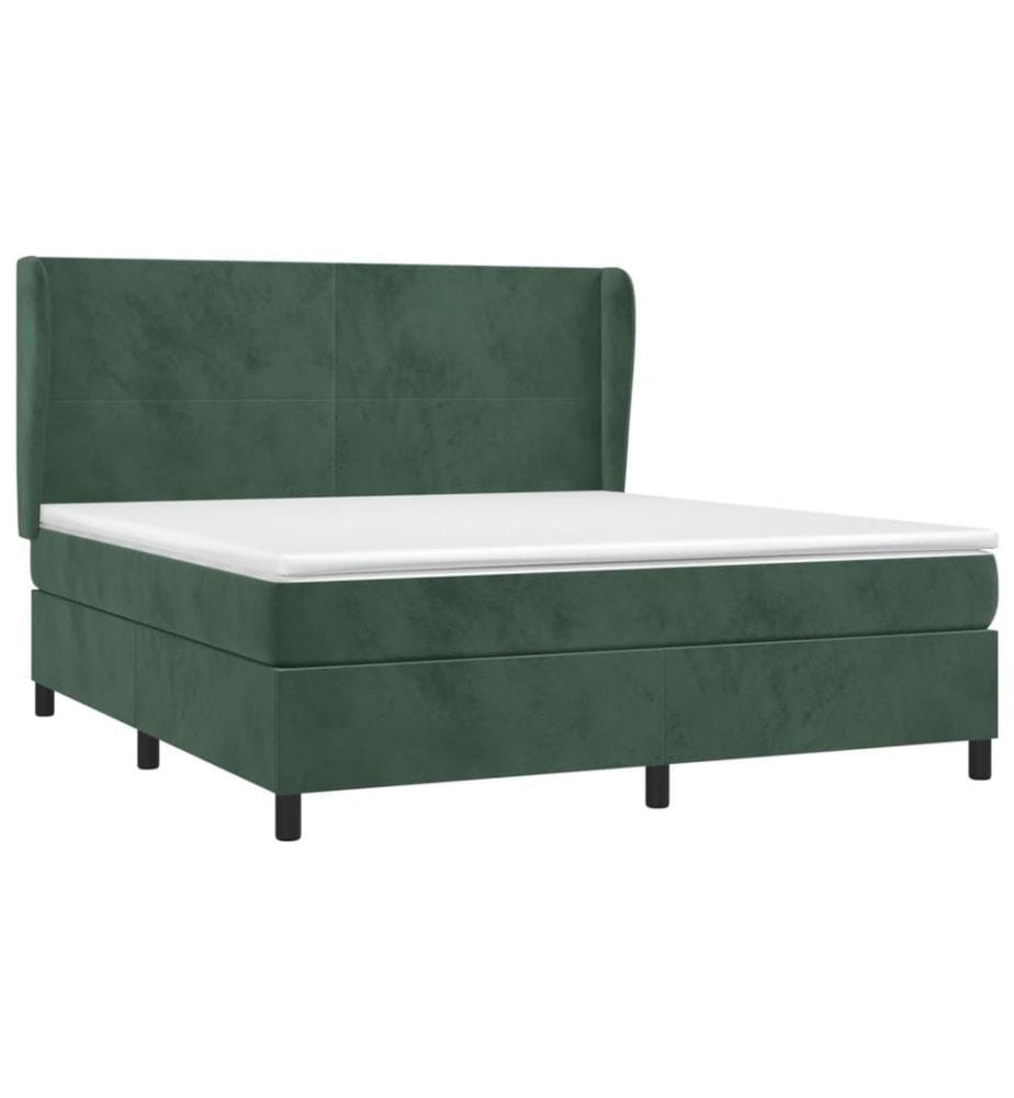 Boxspringbett mit Matratze Dunkelgrün 160x200 cm Samt