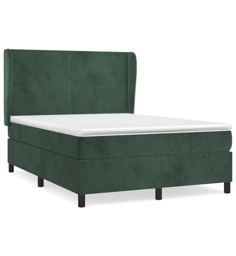Boxspringbett mit Matratze Dunkelgrün 140x190 cm Samt