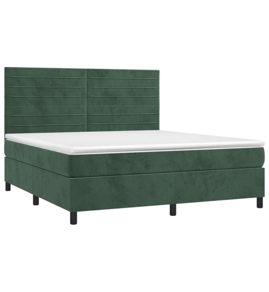 Boxspringbett mit Matratze Dunkelgrün 160x200 cm Samt