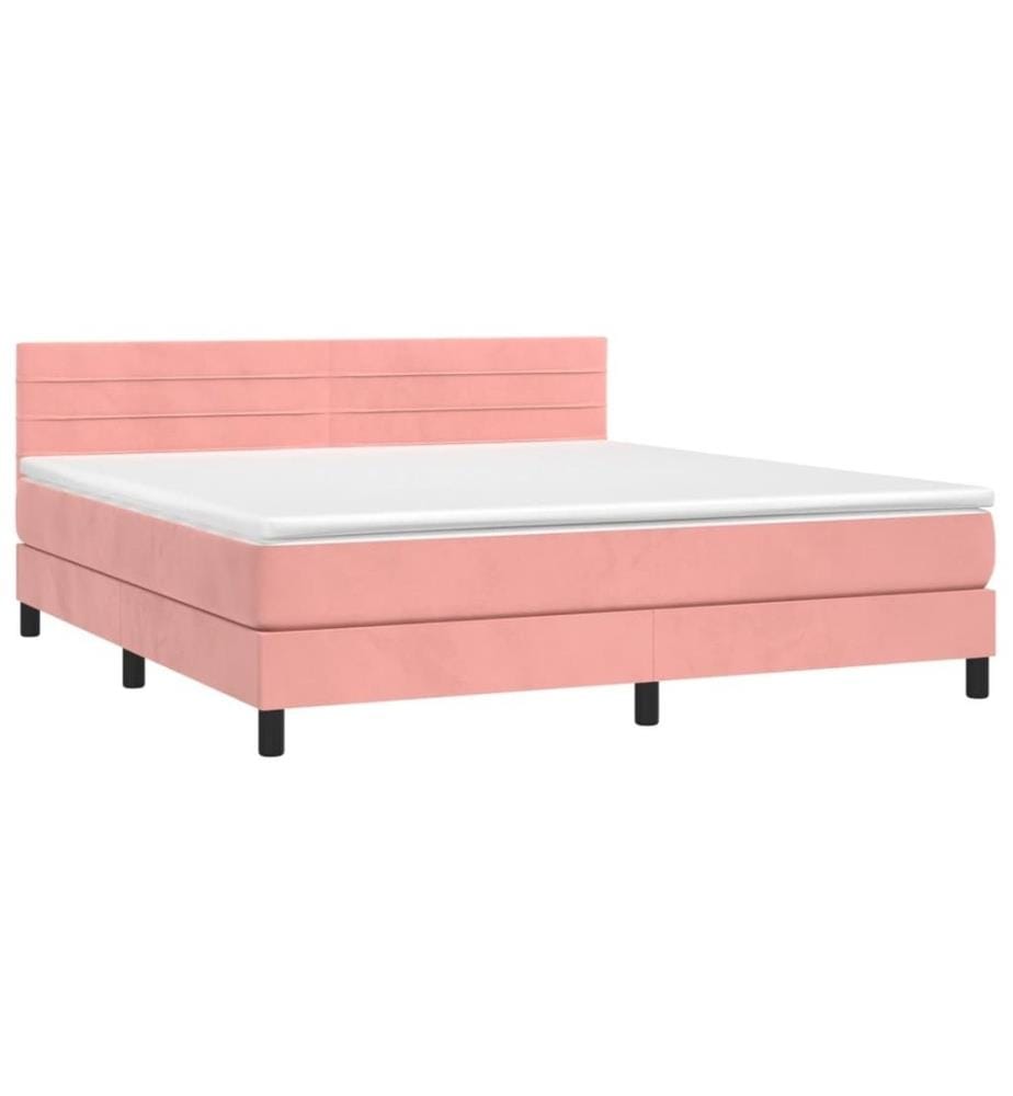 Boxspringbett mit Matratze Rosa 160x200 cm Samt