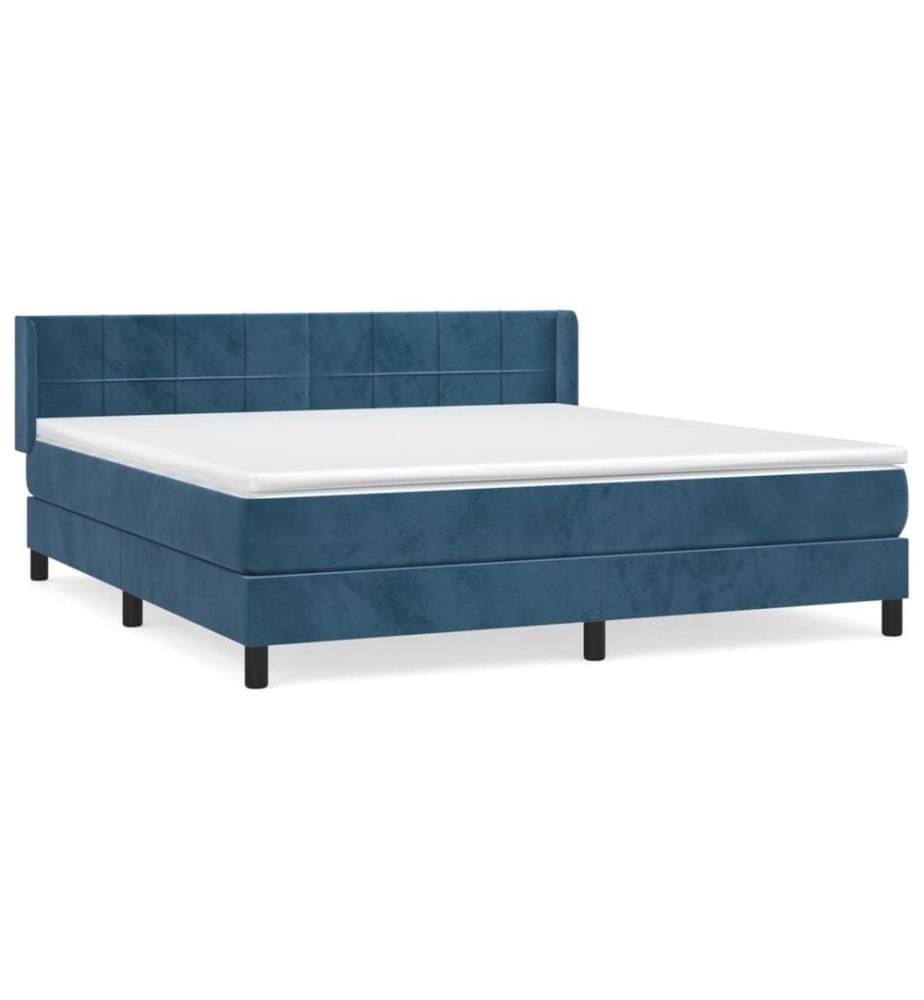 Boxspringbett mit Matratze Dunkelblau 160x200 cm Samt