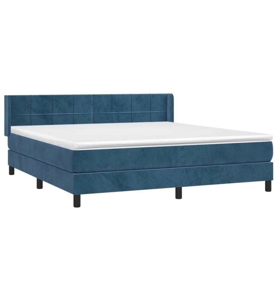 Boxspringbett mit Matratze Dunkelblau 160x200 cm Samt