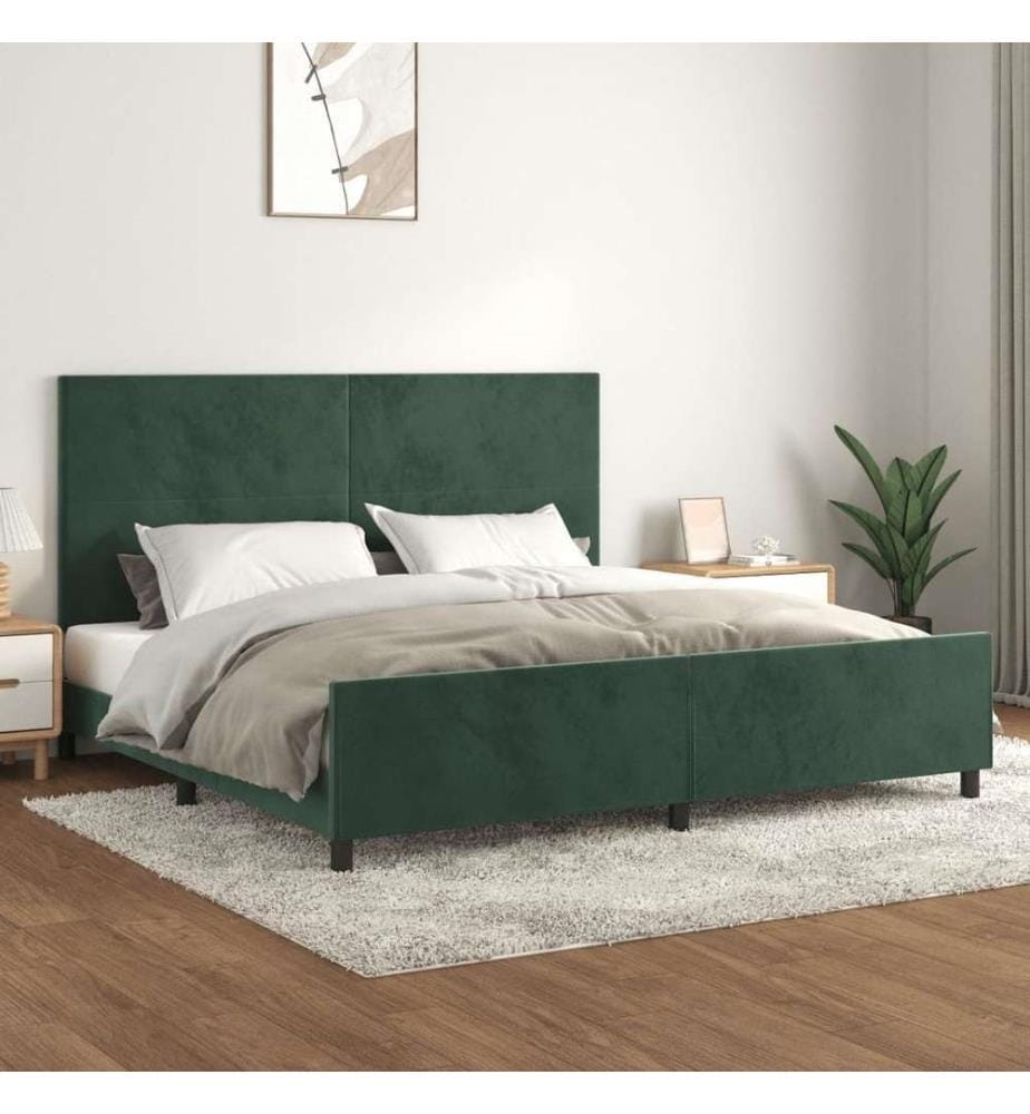 Bettgestell mit Kopfteil Dunkelgrün 200x200 cm Samt