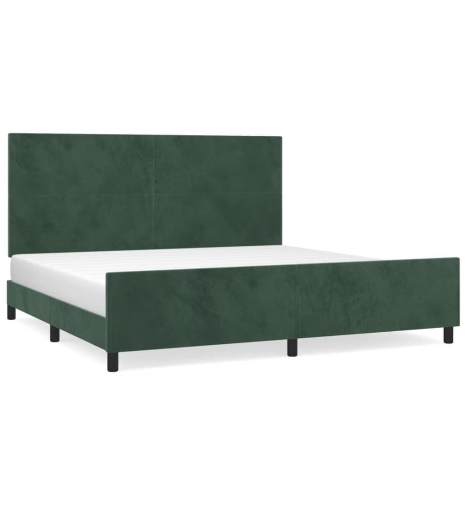 Bettgestell mit Kopfteil Dunkelgrün 200x200 cm Samt