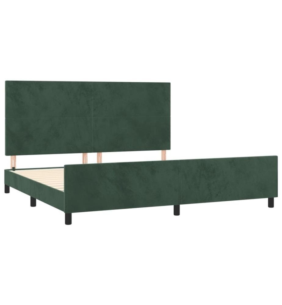 Bettgestell mit Kopfteil Dunkelgrün 200x200 cm Samt