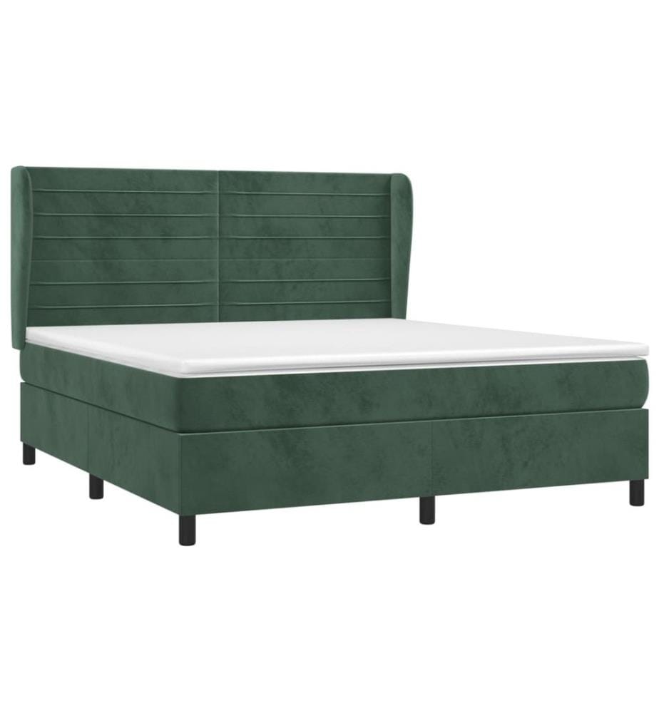 Boxspringbett mit Matratze Dunkelgrün 160x200 cm Samt