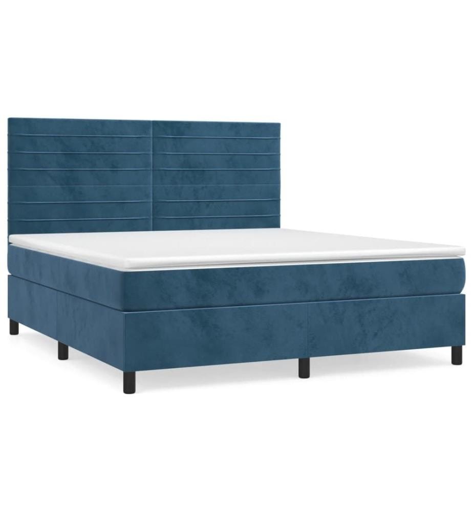 Boxspringbett mit Matratze Dunkelblau 160x200 cm Samt