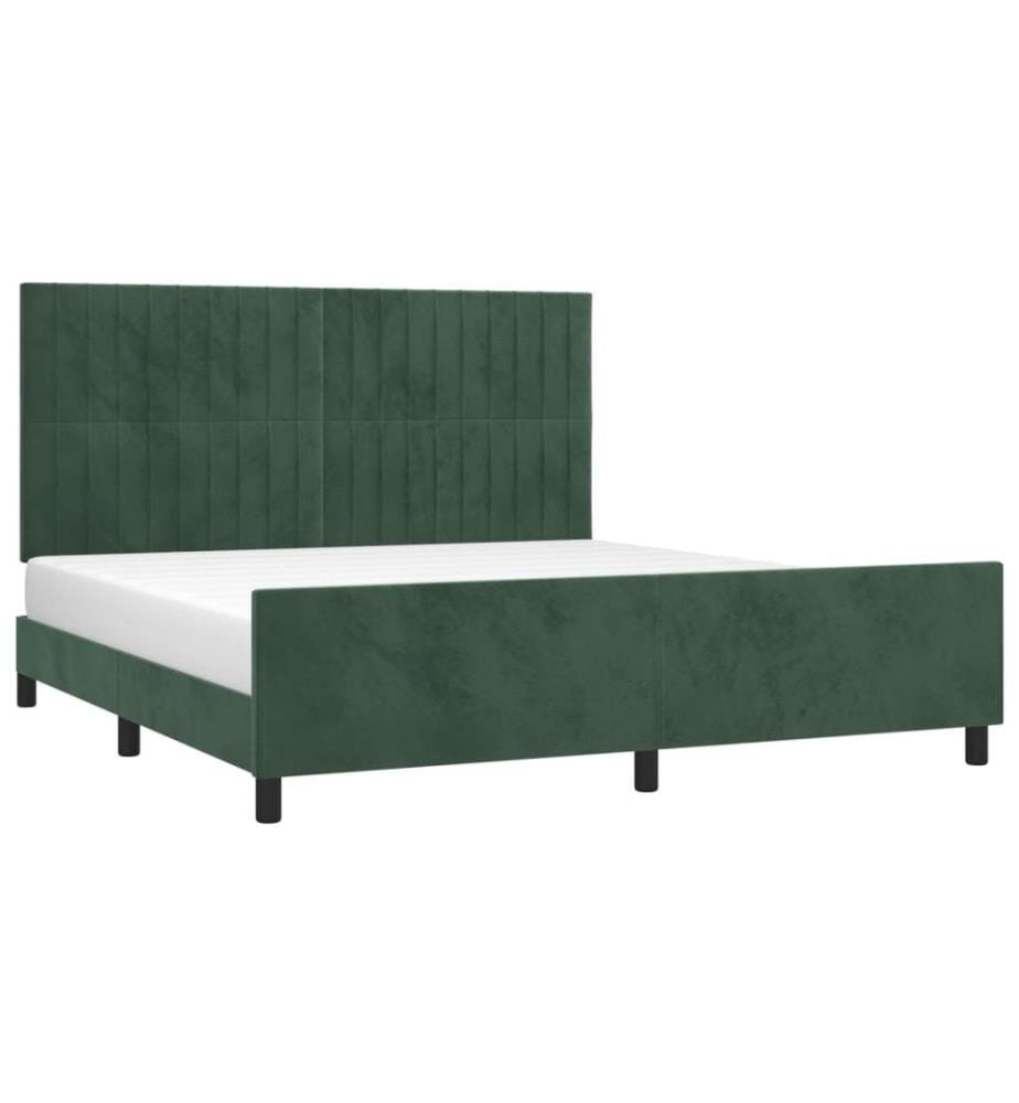 Cadre de lit avec tête de lit Vert foncé 160x200 cm Velours