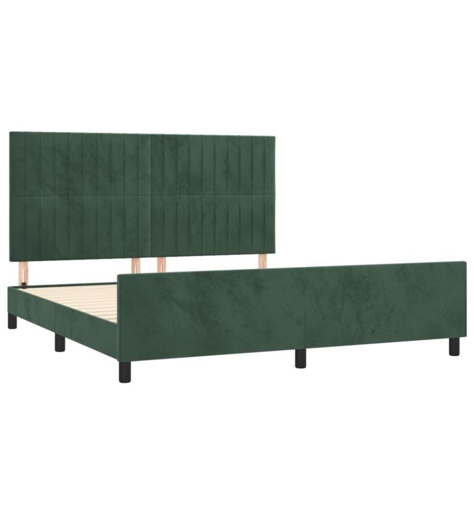 Cadre de lit avec tête de lit Vert foncé 160x200 cm Velours