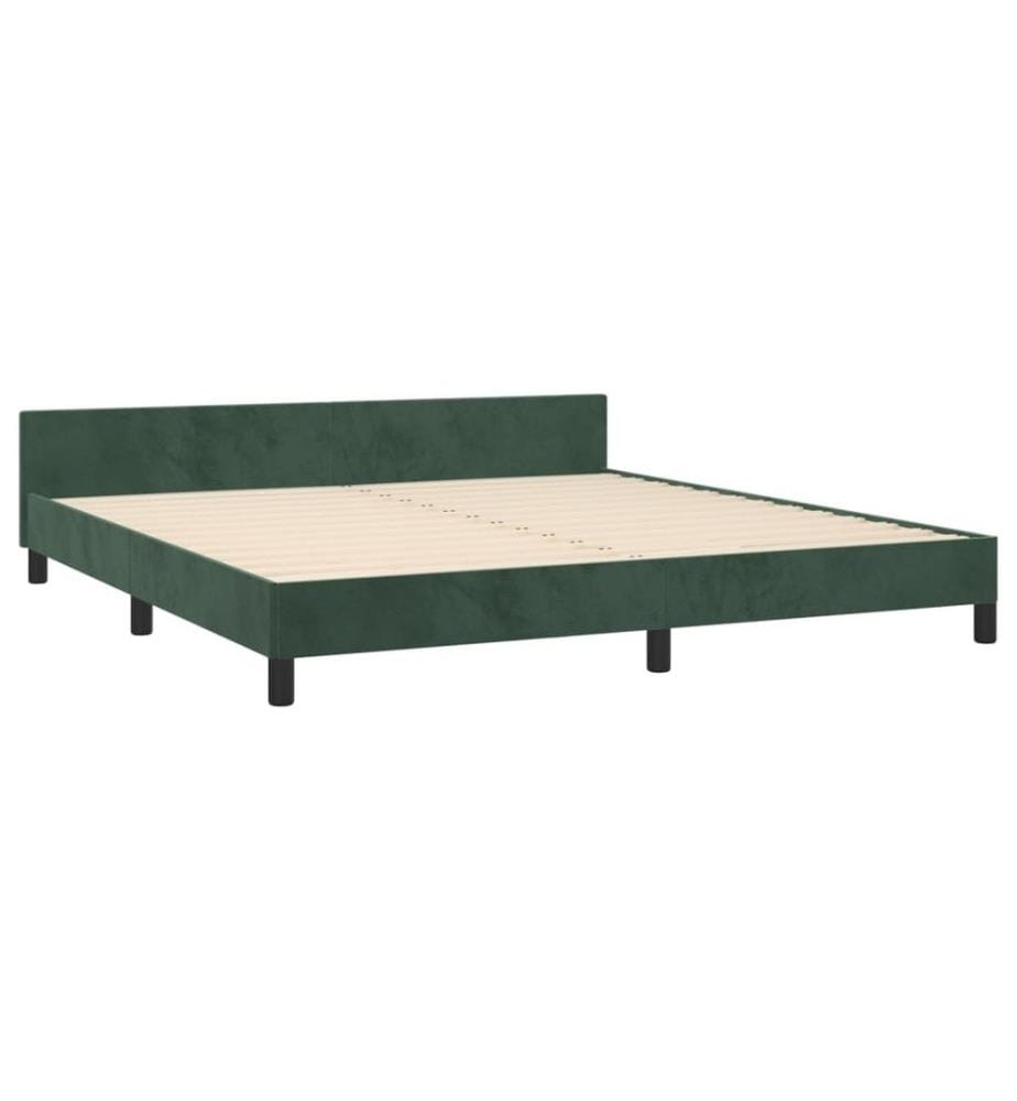 Cadre de lit avec tête de lit Vert foncé 160x200 cm Velours