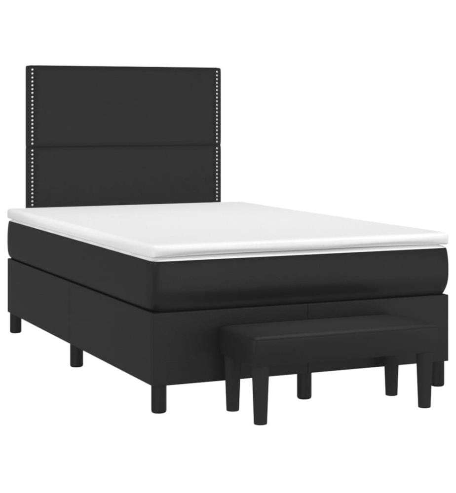 Boxspringbett mit Matratze Schwarz 120x200 cm Kunstleder