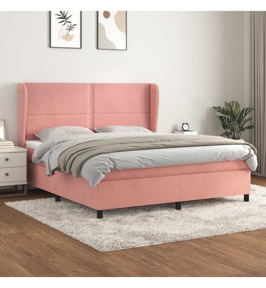 Boxspringbett mit Matratze Rosa 160x200 cm Samt
