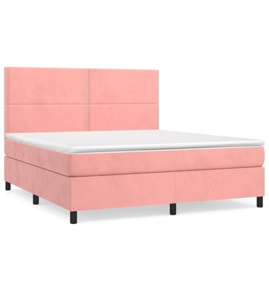 Boxspringbett mit Matratze Rosa 160x200 cm Samt