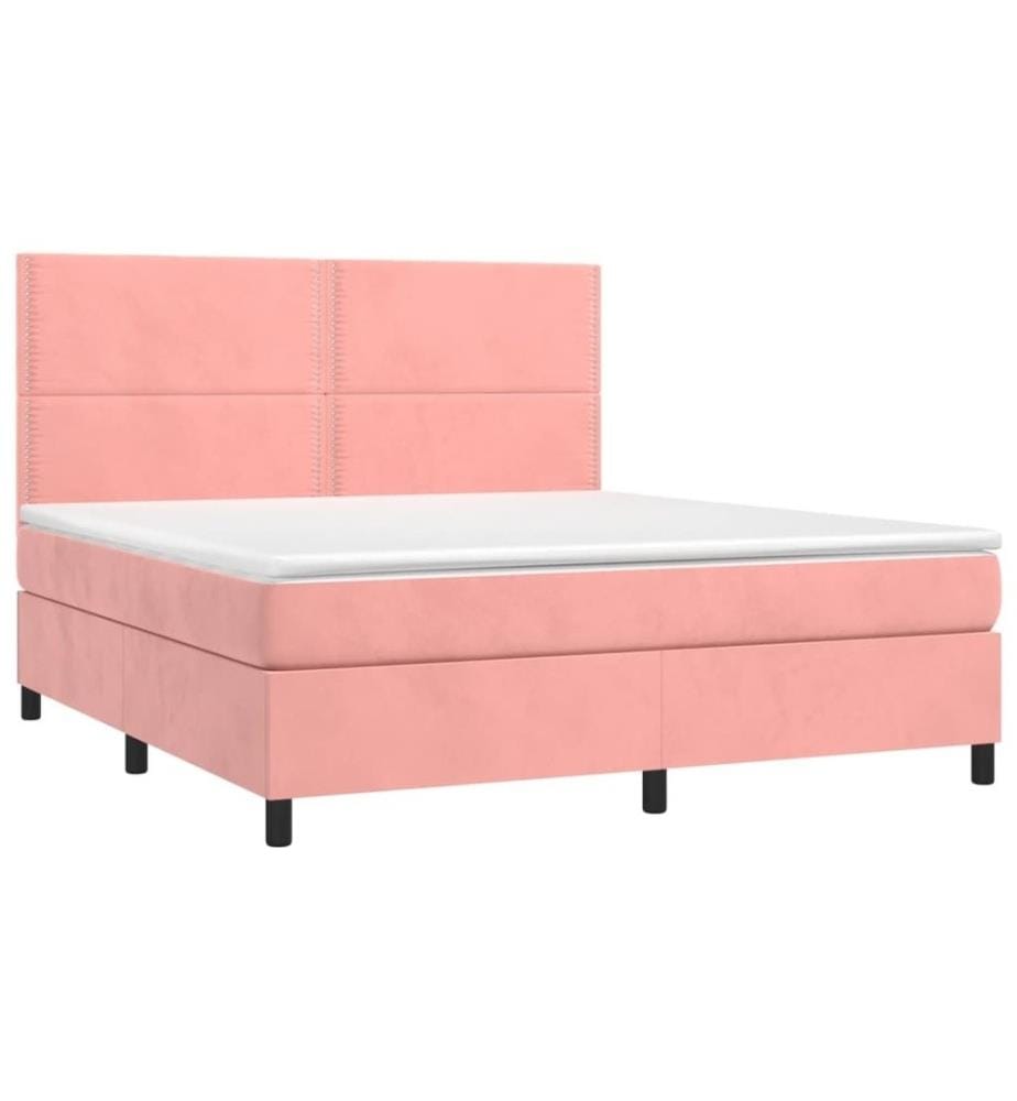 Boxspringbett mit Matratze Rosa 160x200 cm Samt