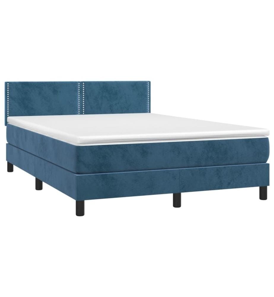 Boxspringbett mit Matratze Dunkelblau 140x190 cm Samt