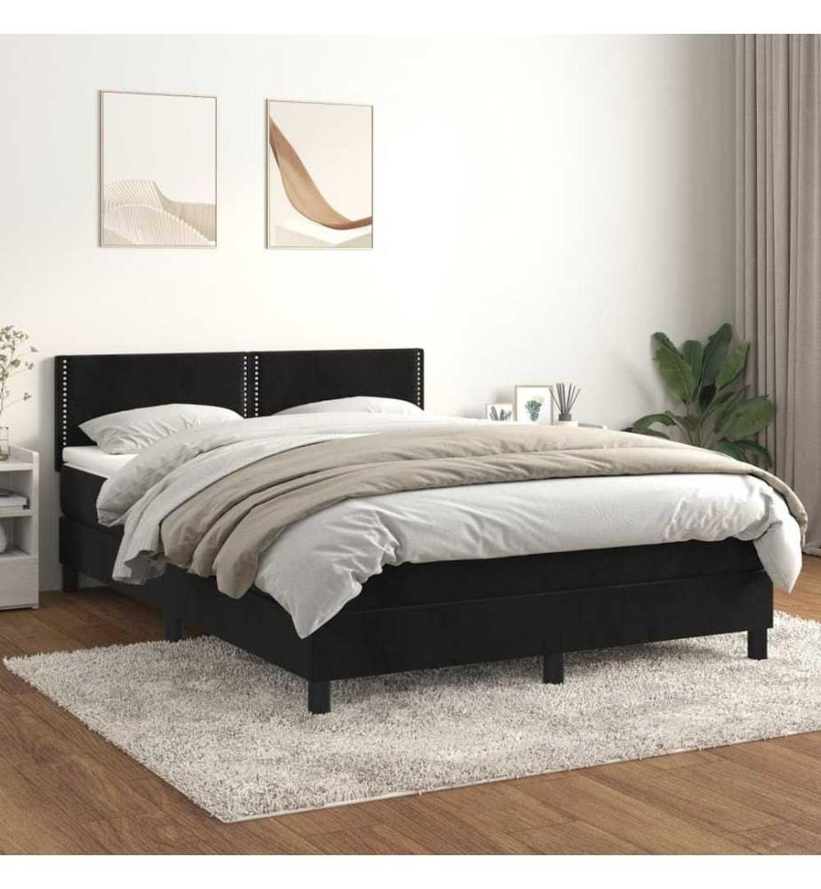 Boxspringbett mit Matratze Schwarz 140x190 cm Samt