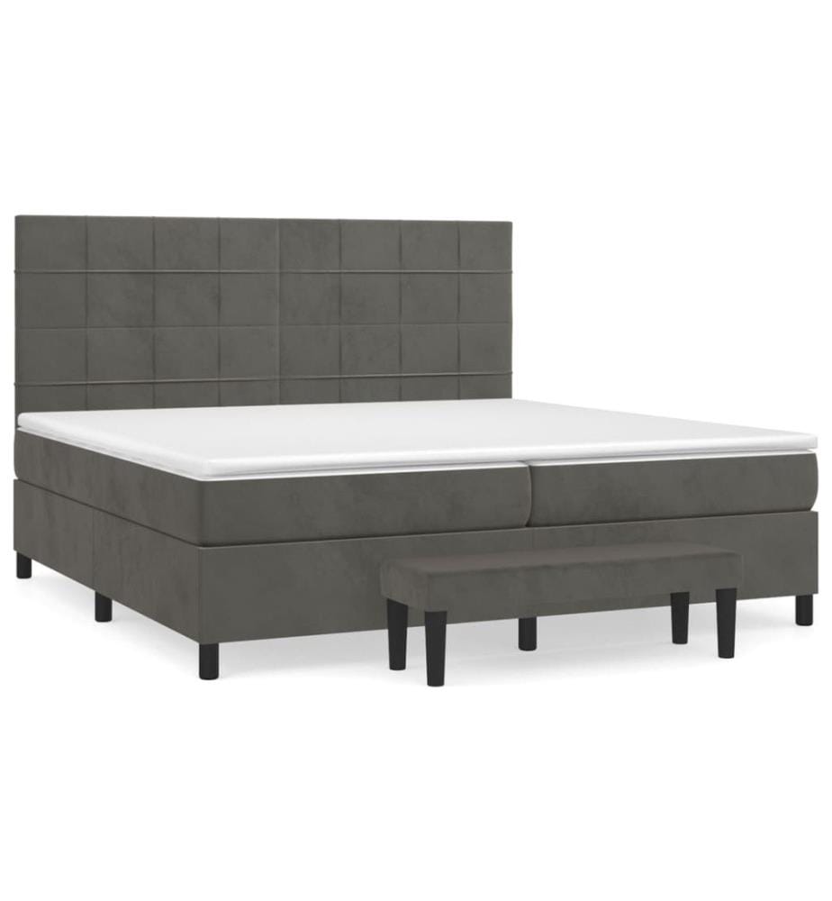 Boxspringbett mit Matratze Dunkelgrau 200x200 cm Samt
