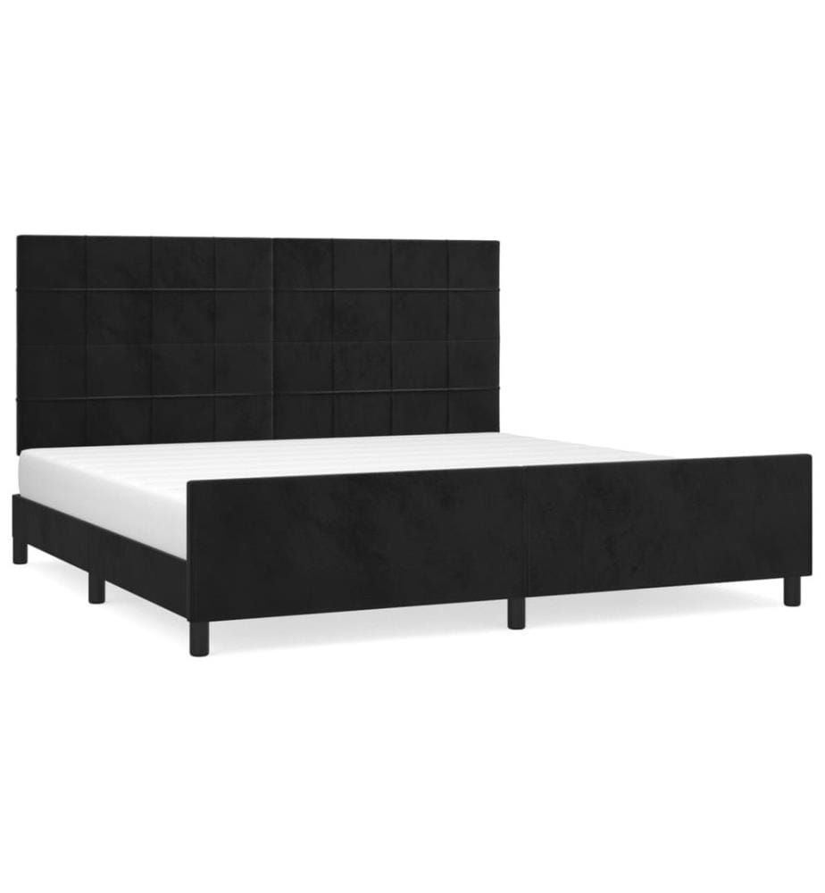 Bettgestell mit Kopfteil Schwarz 200x200 cm Samt