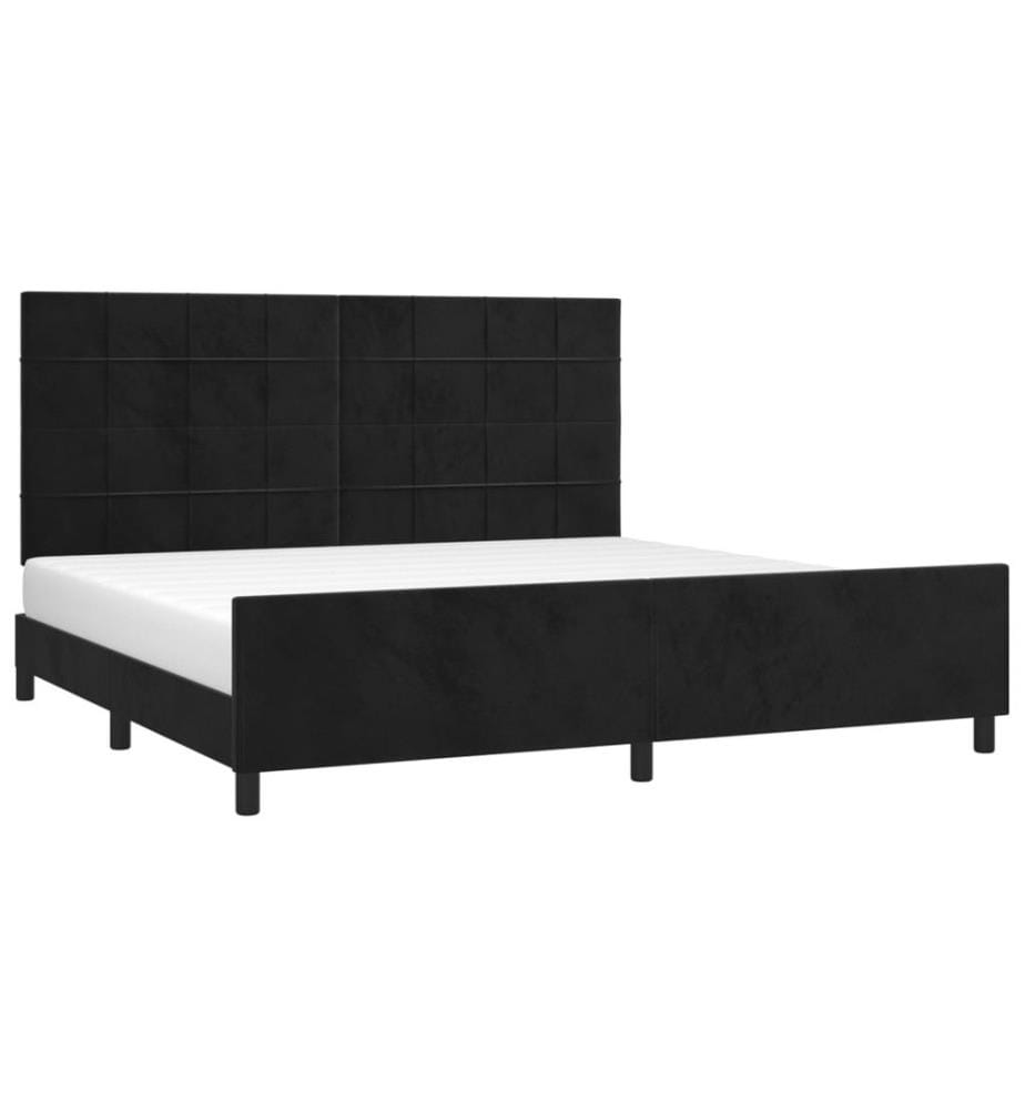 Bettgestell mit Kopfteil Schwarz 200x200 cm Samt