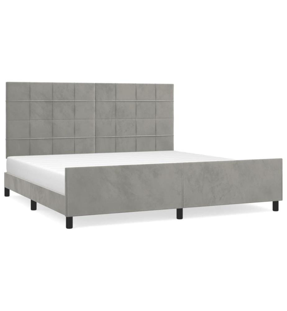 Bettgestell mit Kopfteil Hellgrau 200x200 cm Samt