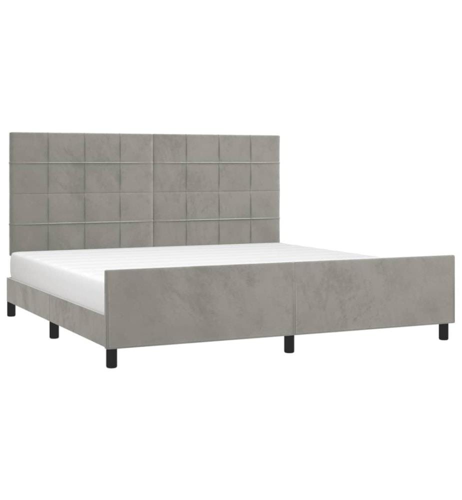 Bettgestell mit Kopfteil Hellgrau 200x200 cm Samt