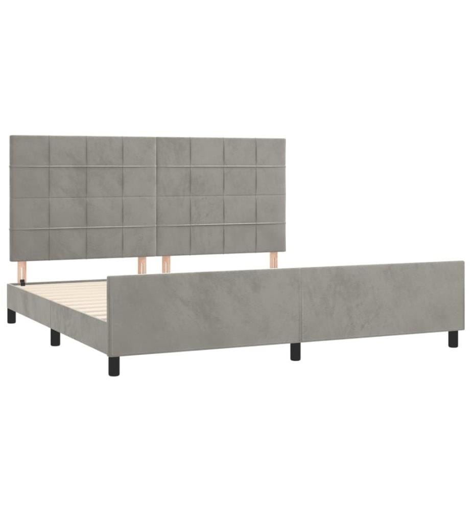 Bettgestell mit Kopfteil Hellgrau 200x200 cm Samt