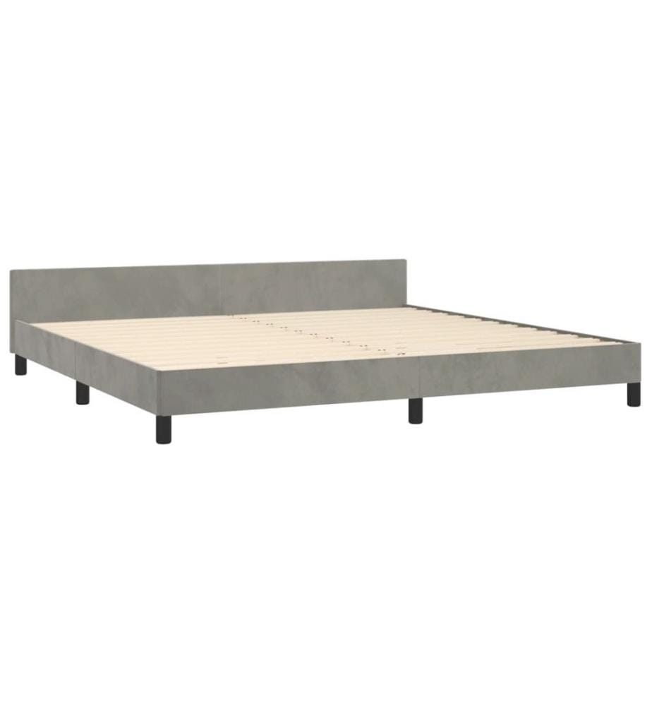 Bettgestell mit Kopfteil Hellgrau 200x200 cm Samt