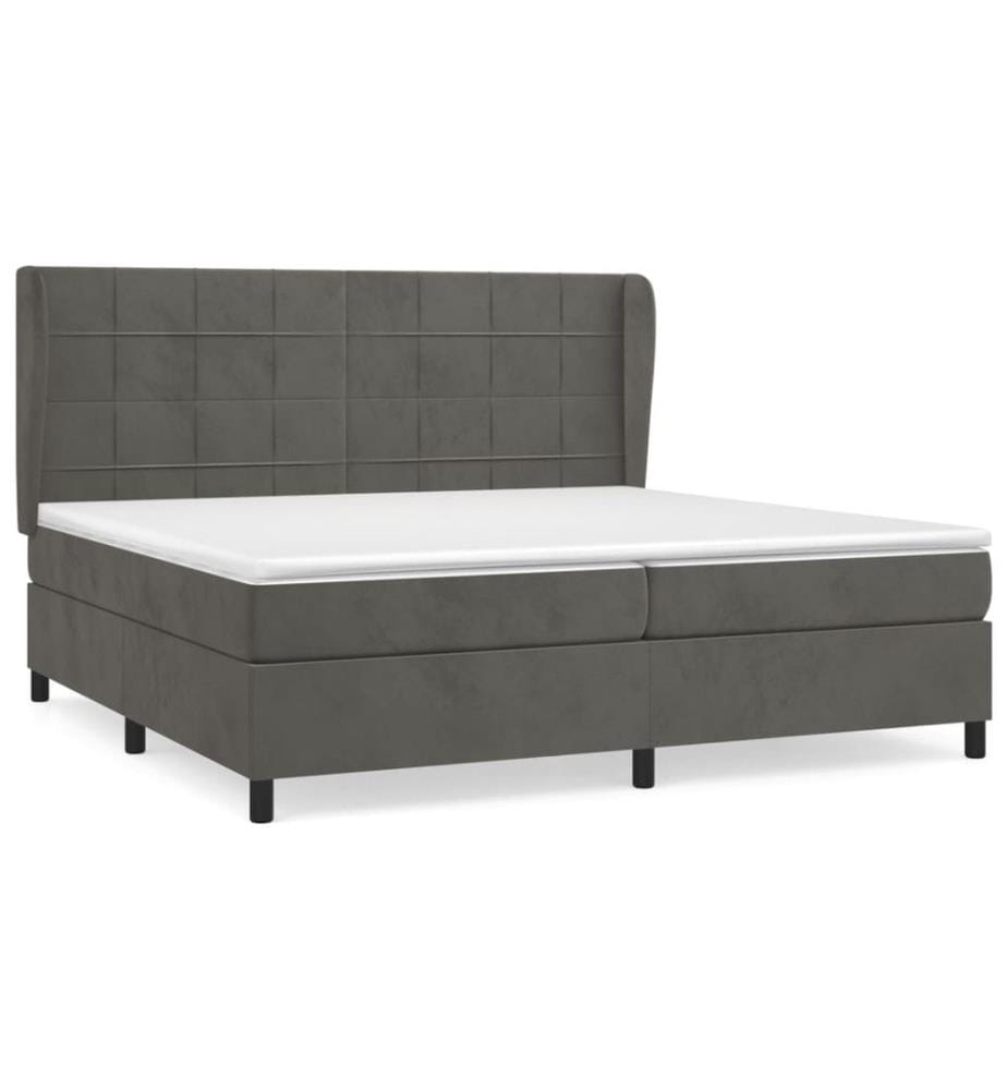 Boxspringbett mit Matratze Dunkelgrau 200x200 cm Samt