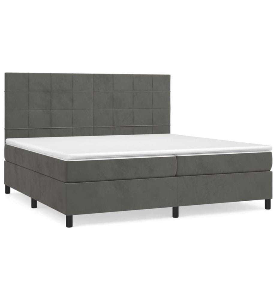 Boxspringbett mit Matratze Dunkelgrau 200x200 cm Samt
