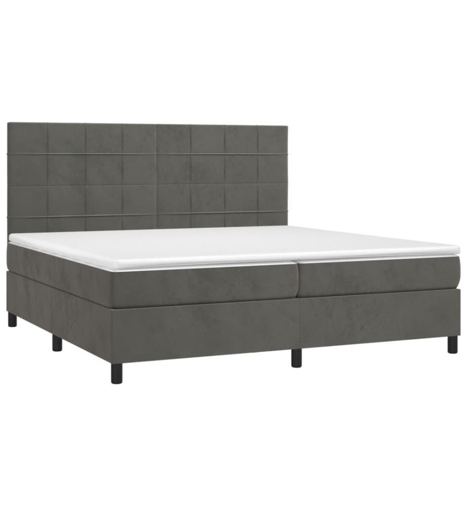 Boxspringbett mit Matratze Dunkelgrau 200x200 cm Samt