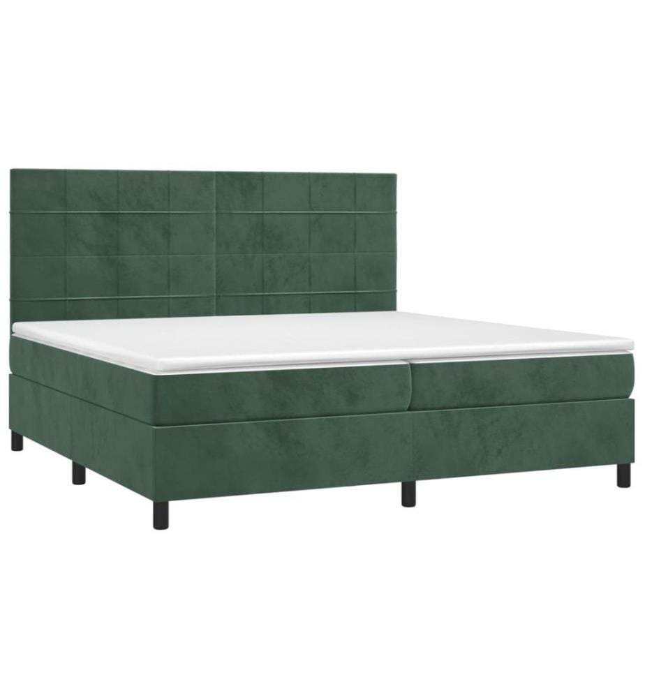 Boxspringbett mit Matratze Dunkelgrün 200x200 cm Samt