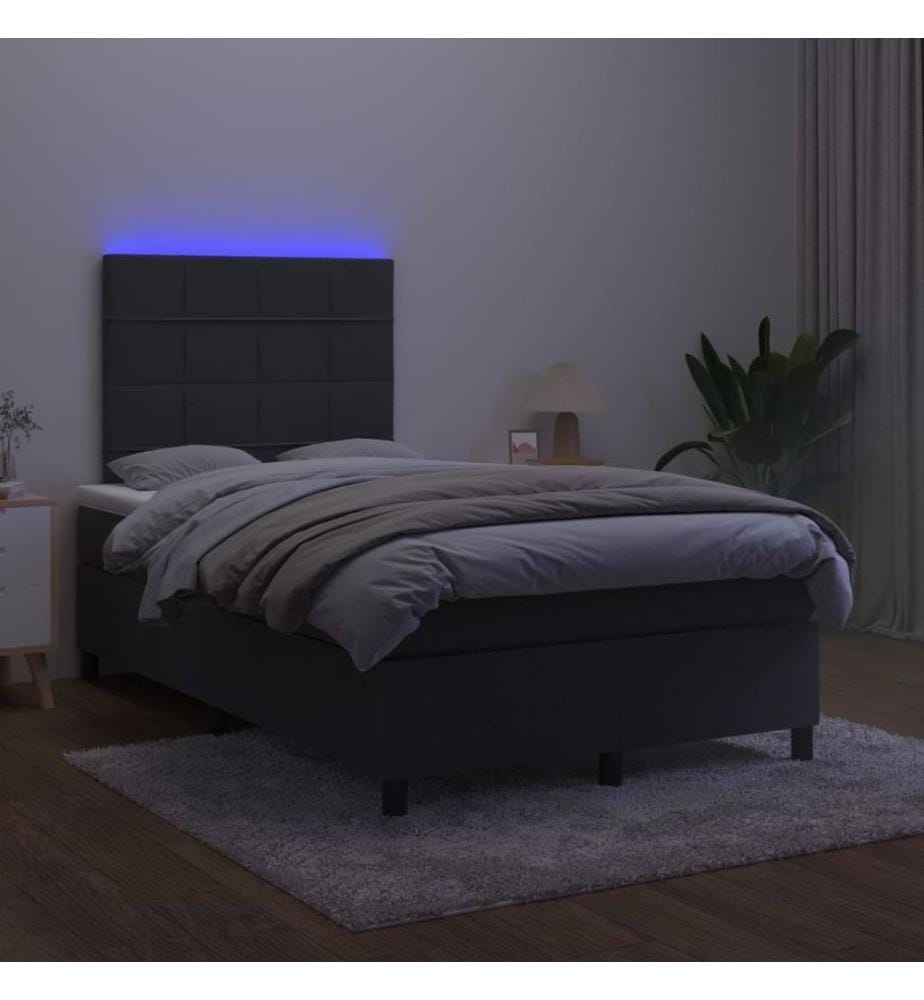 Boxspringbett mit Matratze & LED Schwarz 120x200 cm Samt