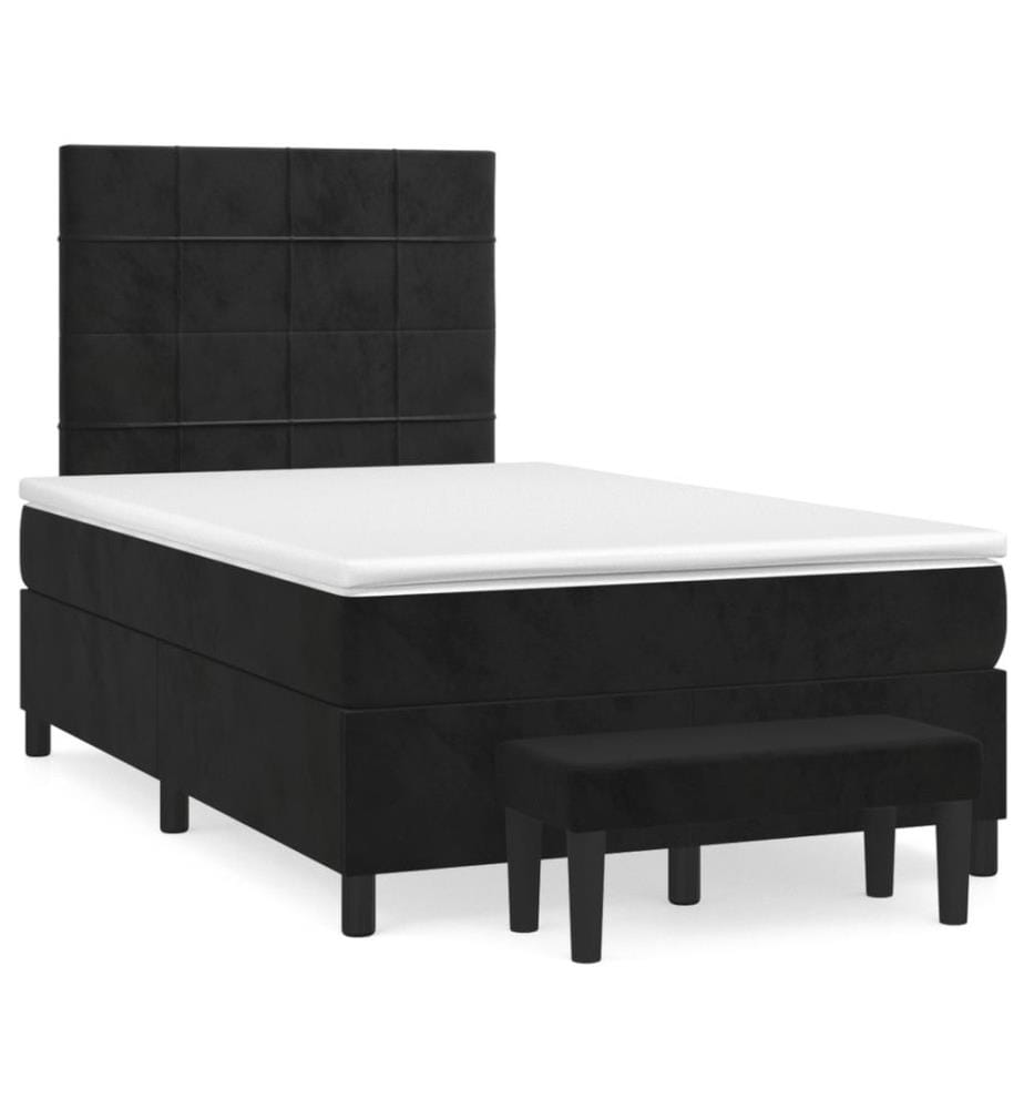 Boxspringbett mit Matratze Schwarz 120x200 cm Samt