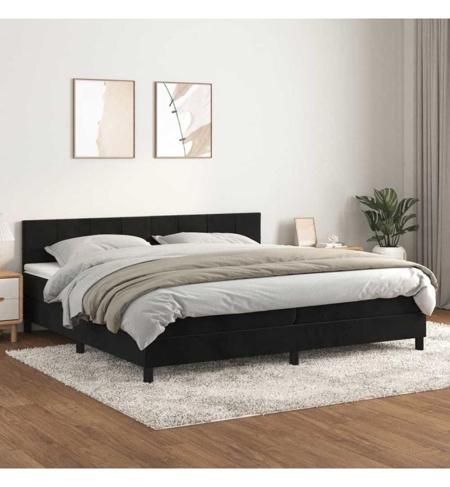 Boxspringbett mit Matratze Schwarz 200x200 cm Samt
