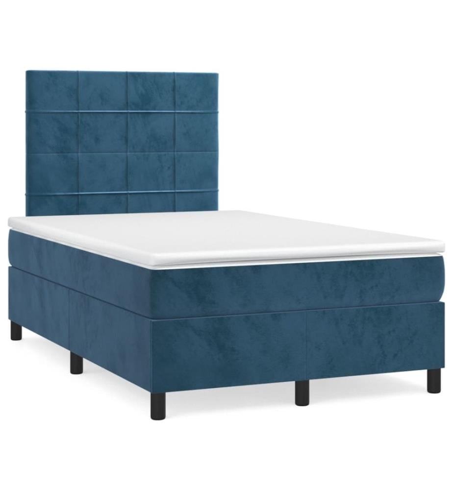 Boxspringbett mit Matratze Dunkelblau 120x200 cm Samt