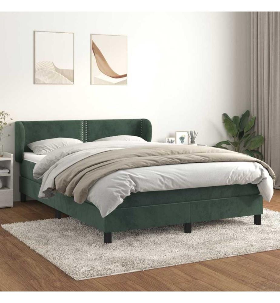 Boxspringbett mit Matratze Dunkelgrün 140x190 cm Samt