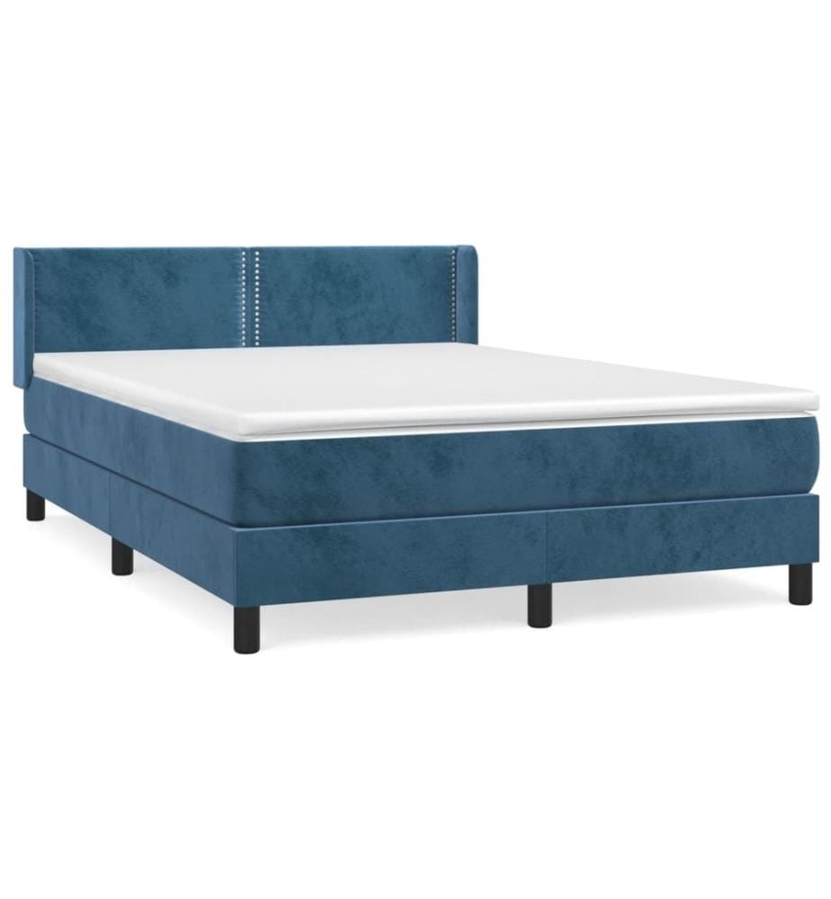 Boxspringbett mit Matratze Dunkelblau 140x190 cm Samt