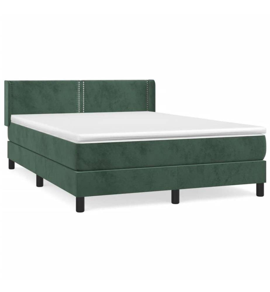 Boxspringbett mit Matratze Dunkelgrün 140x200 cm Samt