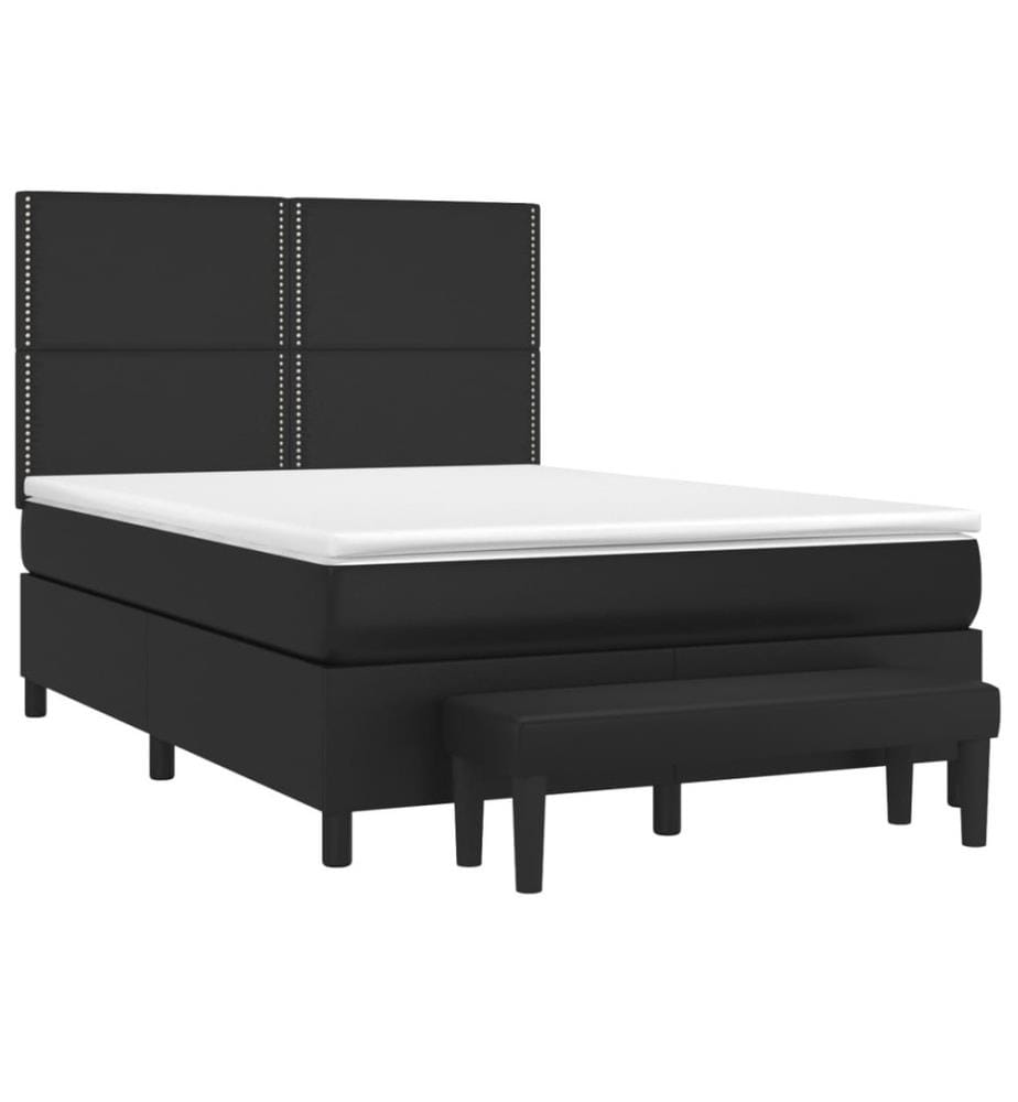 Boxspringbett mit Matratze Schwarz 140x200 cm Kunstleder
