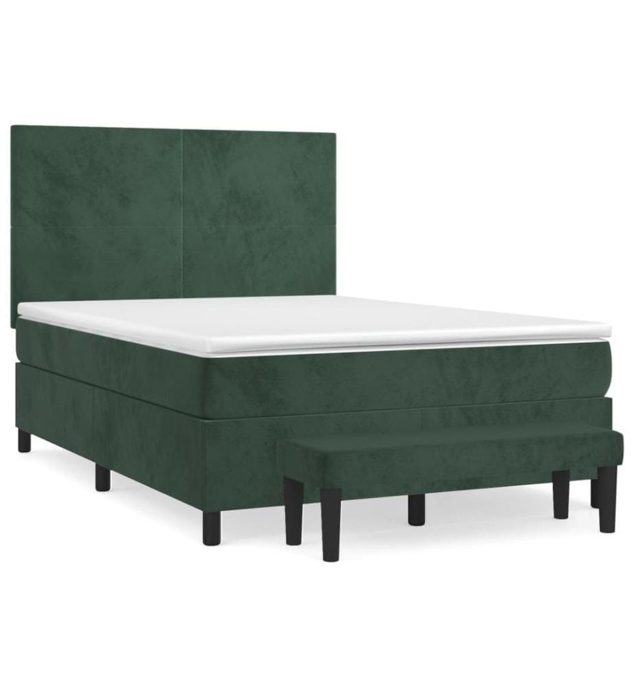 Boxspringbett mit Matratze Dunkelgrün 140x200 cm Samt