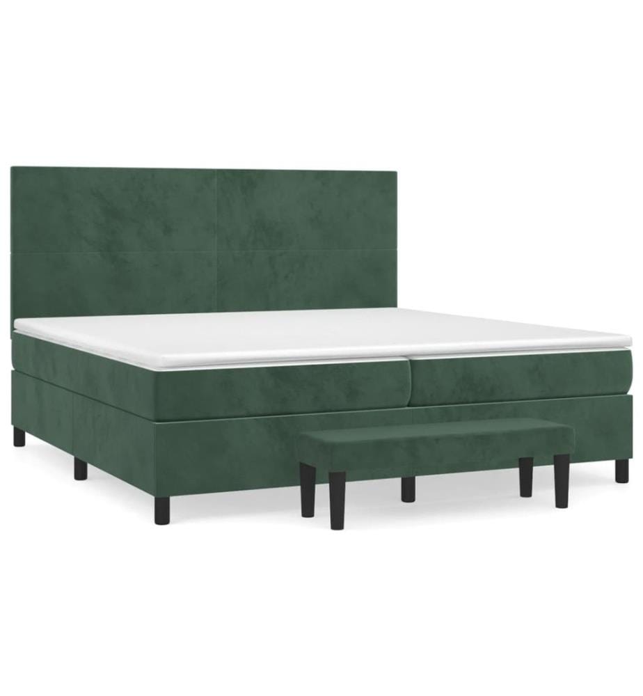 Boxspringbett mit Matratze Dunkelgrün 200x200 cm Samt