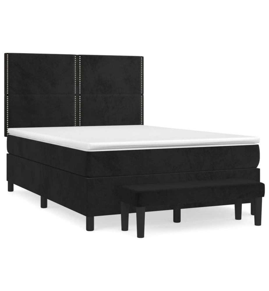 Boxspringbett mit Matratze Schwarz 140x190 cm Samt
