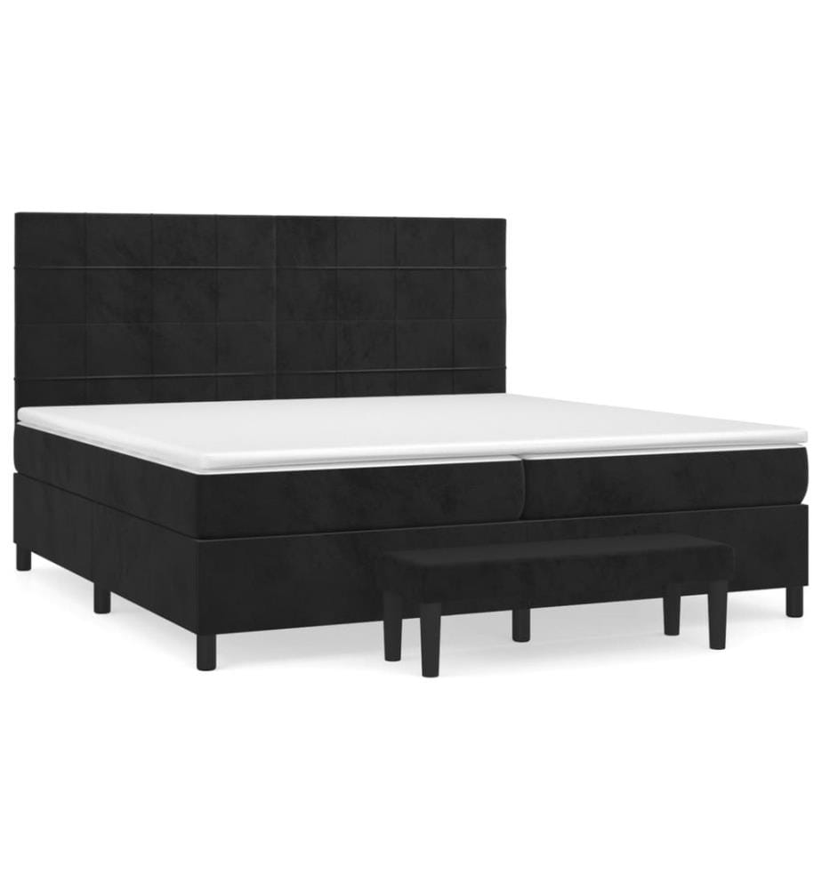 Boxspringbett mit Matratze Schwarz 200x200 cm Samt