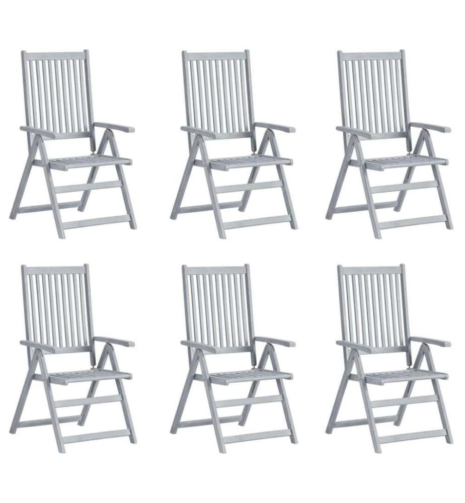 Chaises inclinables de jardin 6 pcs avec coussins Bois d'acacia