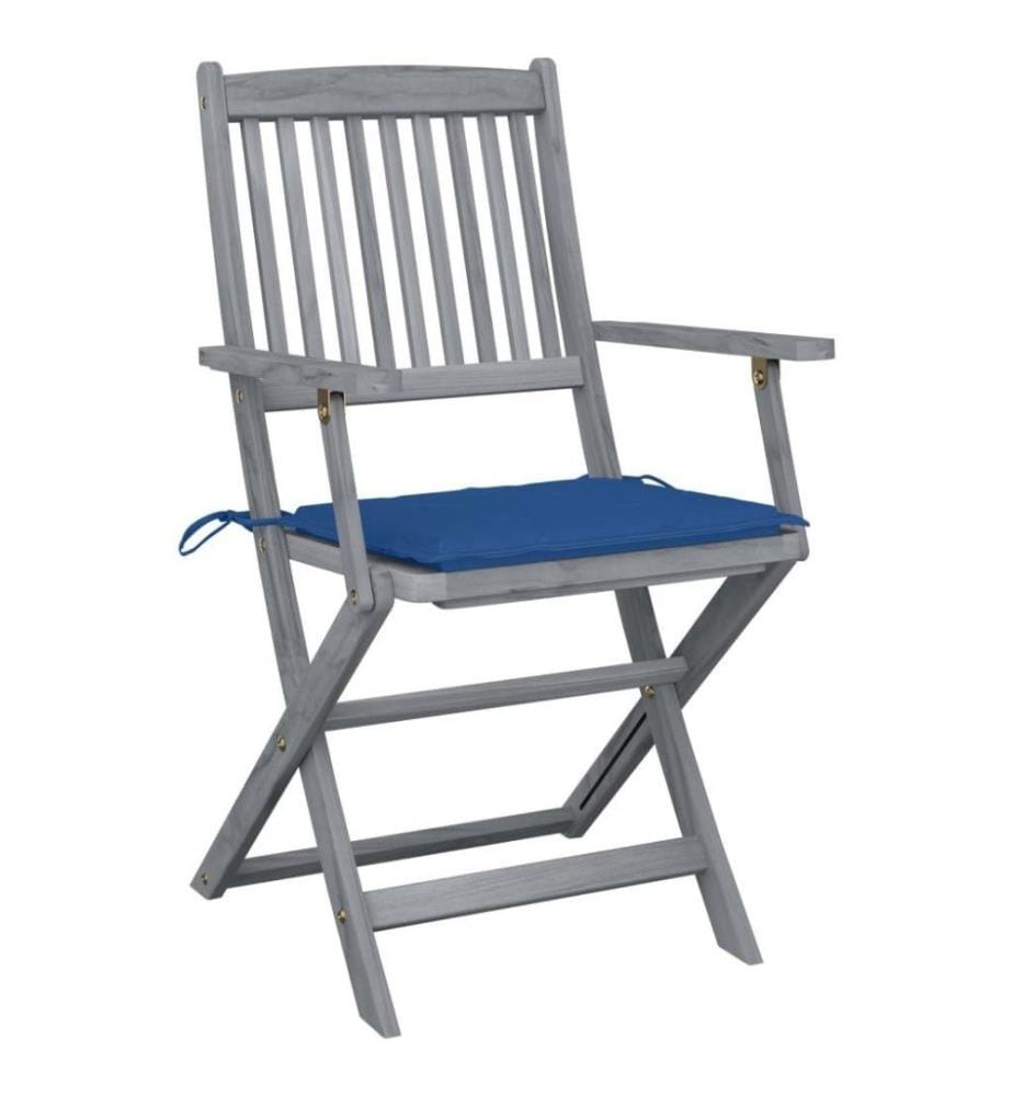 Chaises pliables d'extérieur 6 pcs avec coussins Bois d'acacia