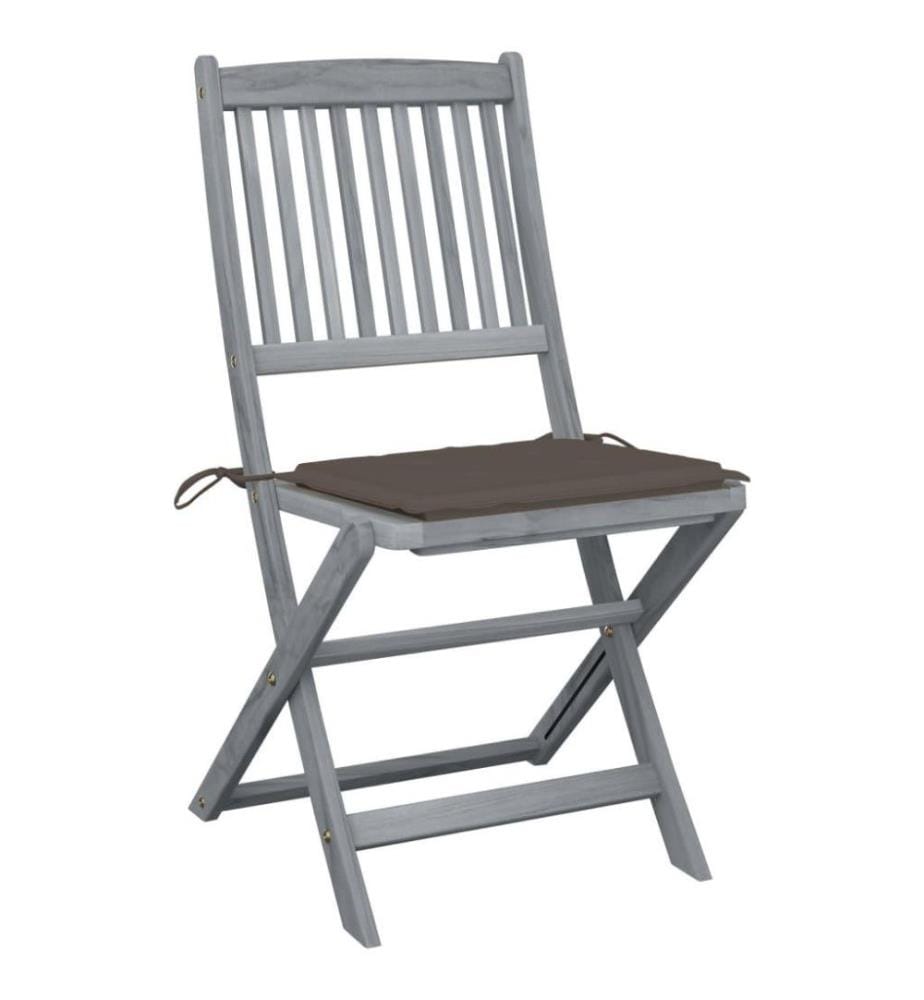 Chaises pliables d'extérieur 6 pcs avec coussins Bois d'acacia