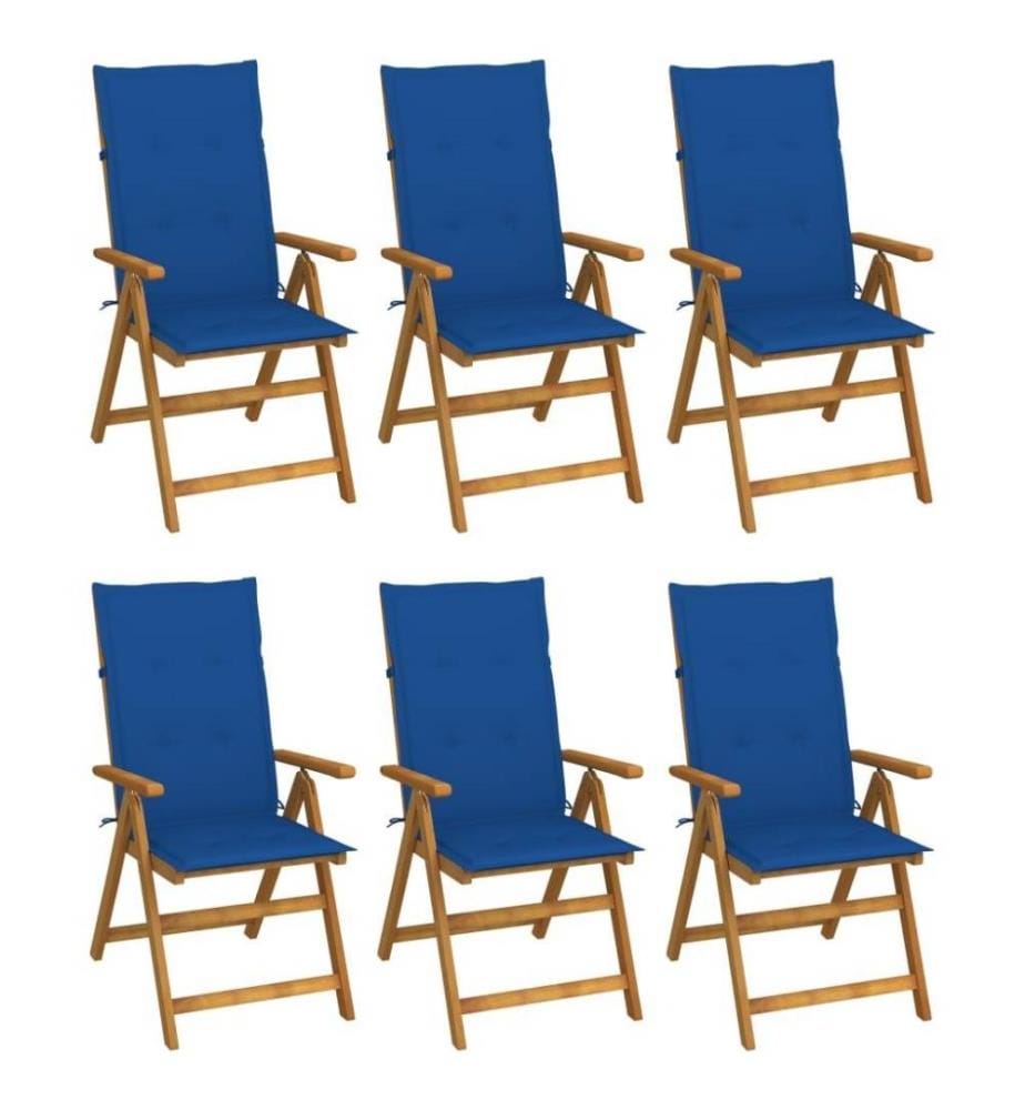 Klappbare Gartenstühle 6 Stk. mit Auflagen Massivholz Akazie